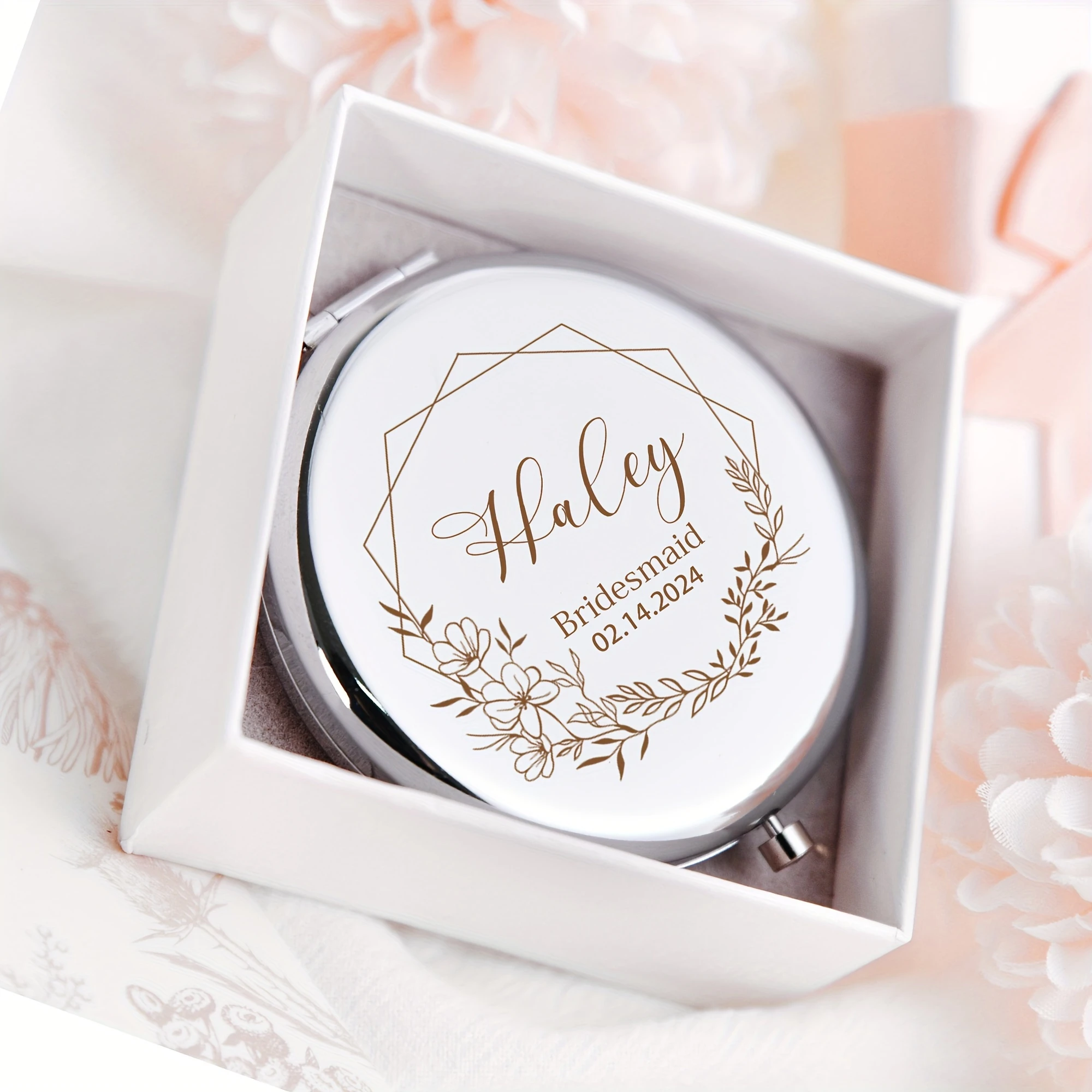 Personalized Laser Engraved Compact Makeup Mirror, Custom Name Pocket Mirror, Ideal Holiday & Birthday Gift for Women image 5