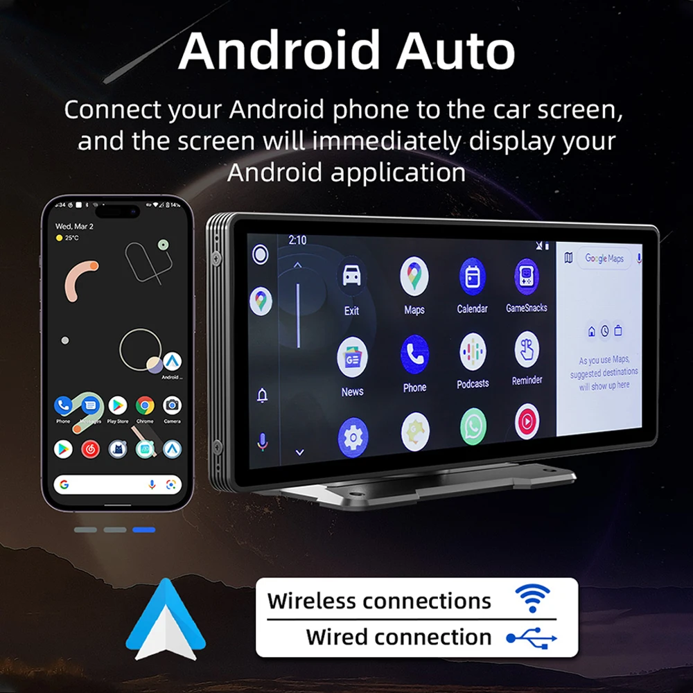 10.26 "Car Multimedia Video Player HD Reversing Camera Universal Wireless Carplay Android Auto Screen Bluetooth WIFI USB