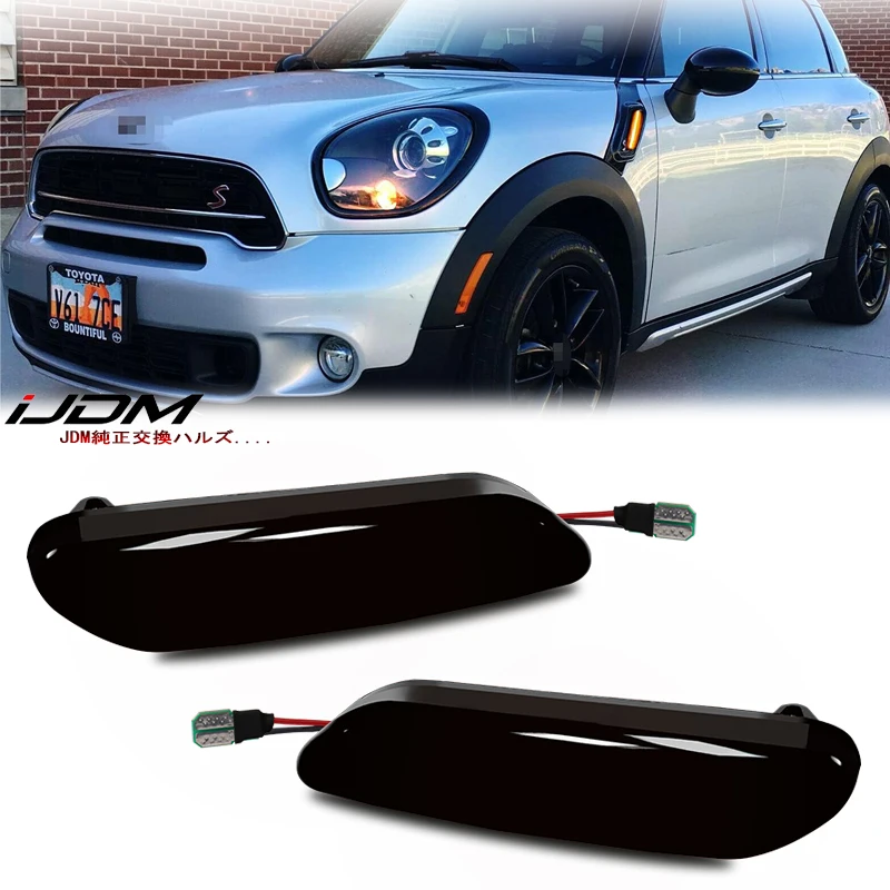 

2pcs For BMW MINI COOPER R60 R61 Fender Side Marker Blinker Lights 3D Optic LED Amber Turn Signal Lights T10 12V