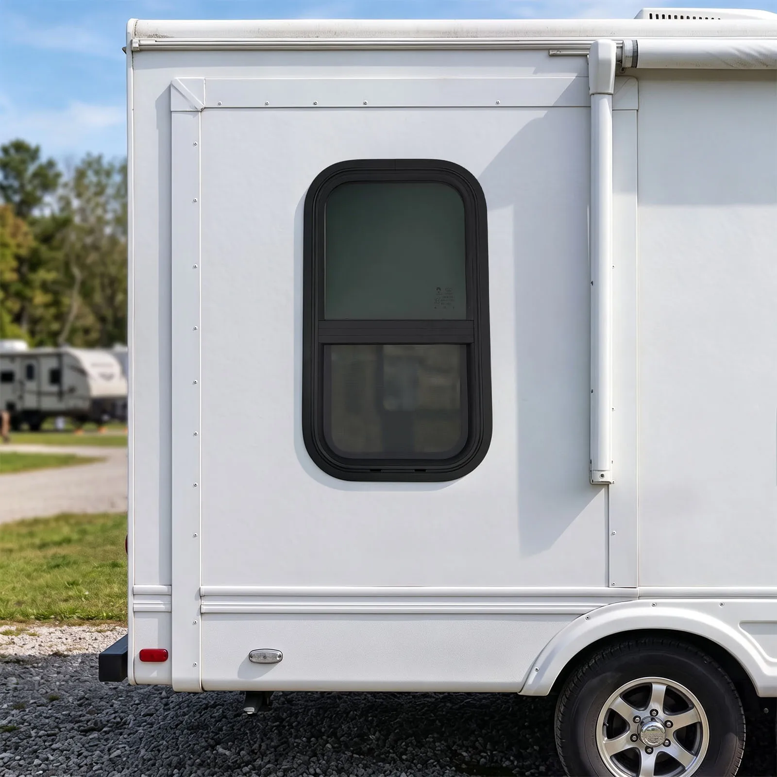 12' X 22' Wall Vertical Sliding RV Window Cargo Trailer W/Trim Kit for Utility Trailers, Camper Cargo Vertical Slider Tinted Window Aluminum Tempered Glass