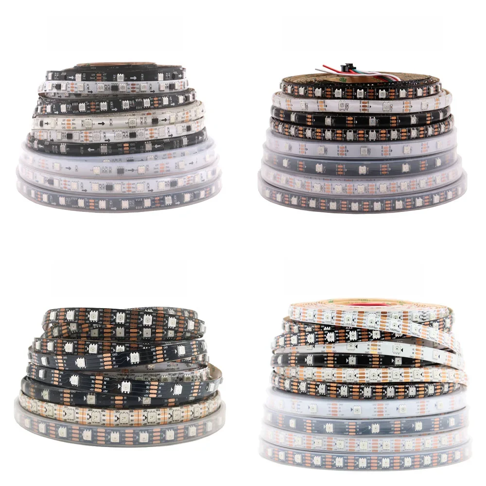 Fita de iluminação LED RGB inteligente, IC endereçável individualmente, WS2812B, WS2811, WS2813,