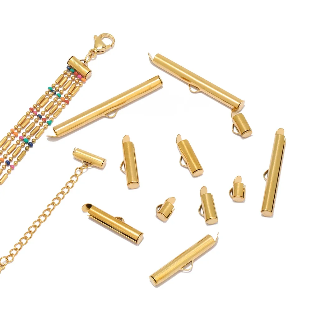 20Pcs Edelstahl 9 Größe Rutsche Auf Ende Verschluss Rohre Slider End Caps Crimp End Rohr für DIY