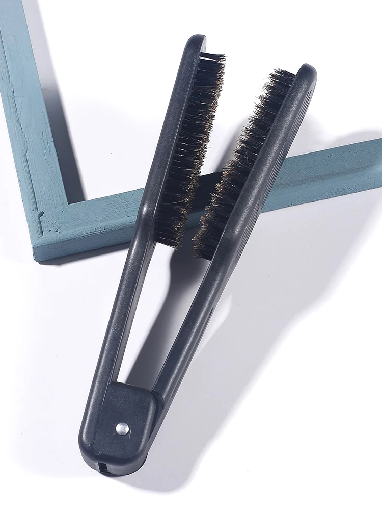 Pro Friseur Haarglätter Haarbürste Nylon Haarglättung Doppelbürsten V-Form Kamm Klemme Styling Werkzeuge DIY – Detail 6