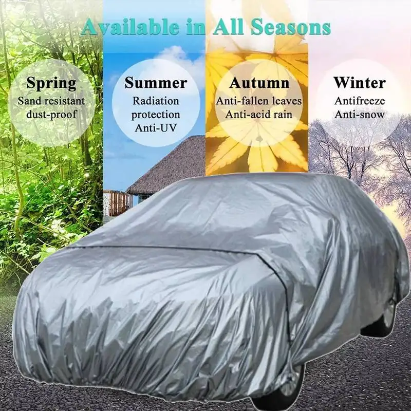 Outdoor Car Cover, Universal full Car Cover Waterproof All Weather Sun UV Protection dustproof PE Car Clothing Size M/L/XL/XXL