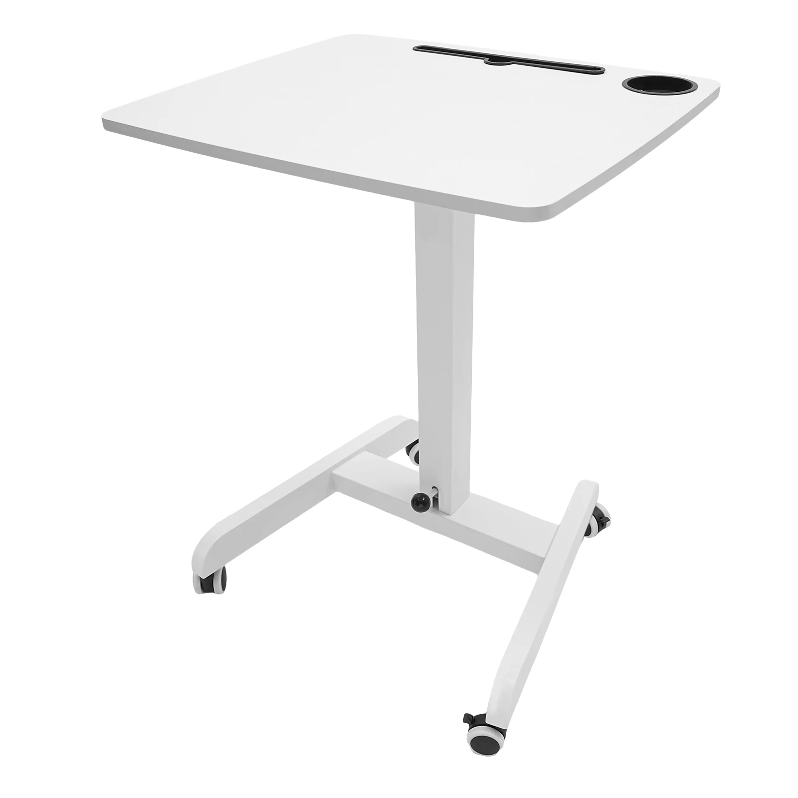 White Mobile Standing Desk, Standing Desk , Lectern Portable with Wheels Rounded Corners for Schools, Art Sudios, Lecture Halls