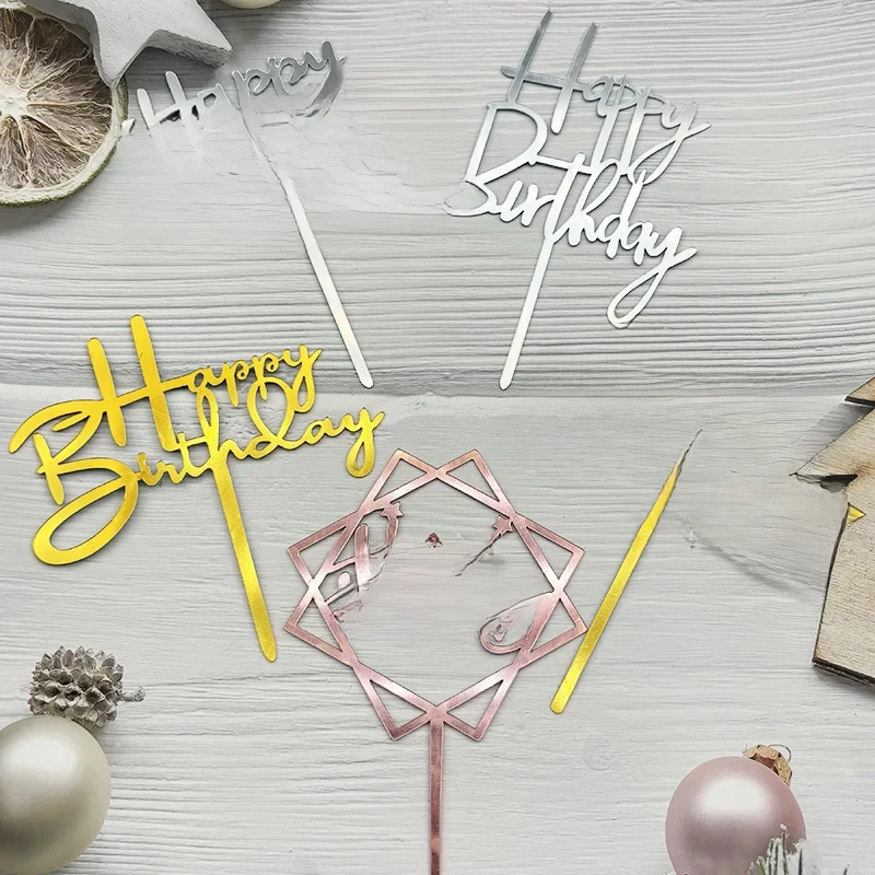 10 pièces ensemble 32 Styles joyeux anniversaire gâteau Topper noir or gâteau Toppers bébé douche gâteau fête d'anniversaire gâteau drapeau décorations