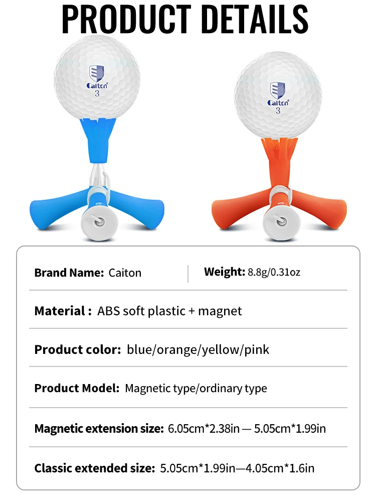 Caiton 4 Stück Triangel-Golf-Tees, 1,99 Zoll und 2,38 Zoll, verstellbares Mutter-Kind-Design, Ballmarkierungshalter, 2 Stile, lange Antriebsverwendung – Detail 9