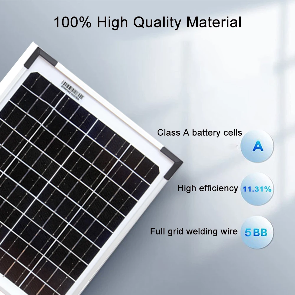 10W 15W 20W 18V Solar Panel High-Efficiency Monocrystalline PV Module Power Charger Solar Photovoltaic Cells For Home Outdoor