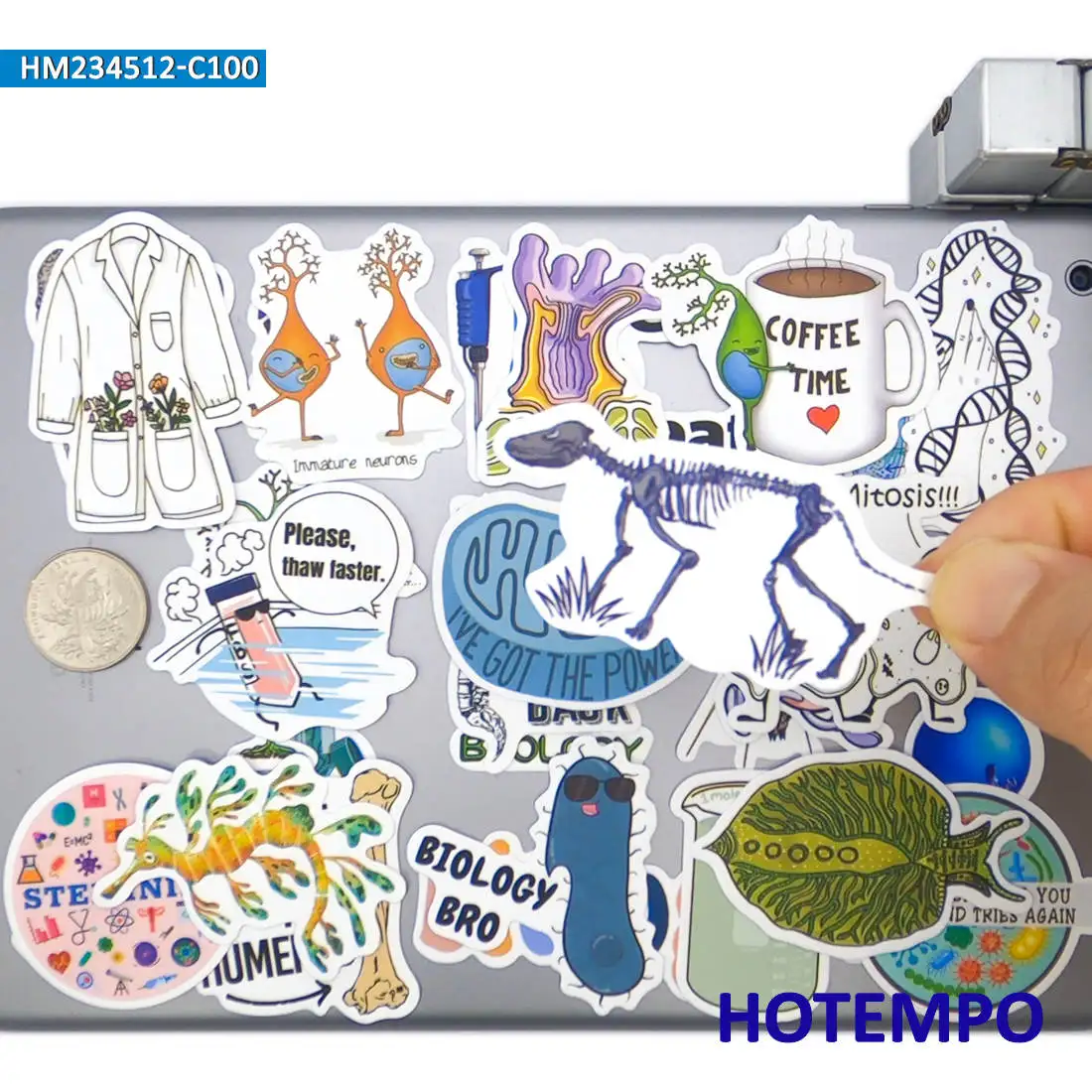Conjunto de adesivos de biologia, graffiti de desenhos animados de ciências naturais fofos, para laptop, carro, telefone, bagagem, scrapbook, pacote de adesivos engraçados, 100 peças