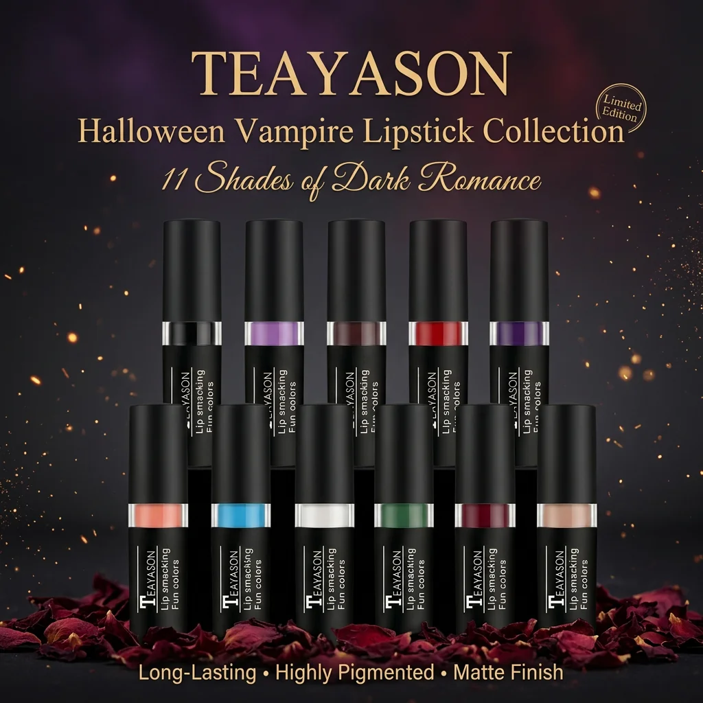 Punk Dark 11-Color Lipstick – Waterproof Easy-to-Apply Makeup Sexy Red Matte Lip Gloss Black & White Body Painting Cosmetics - view 3