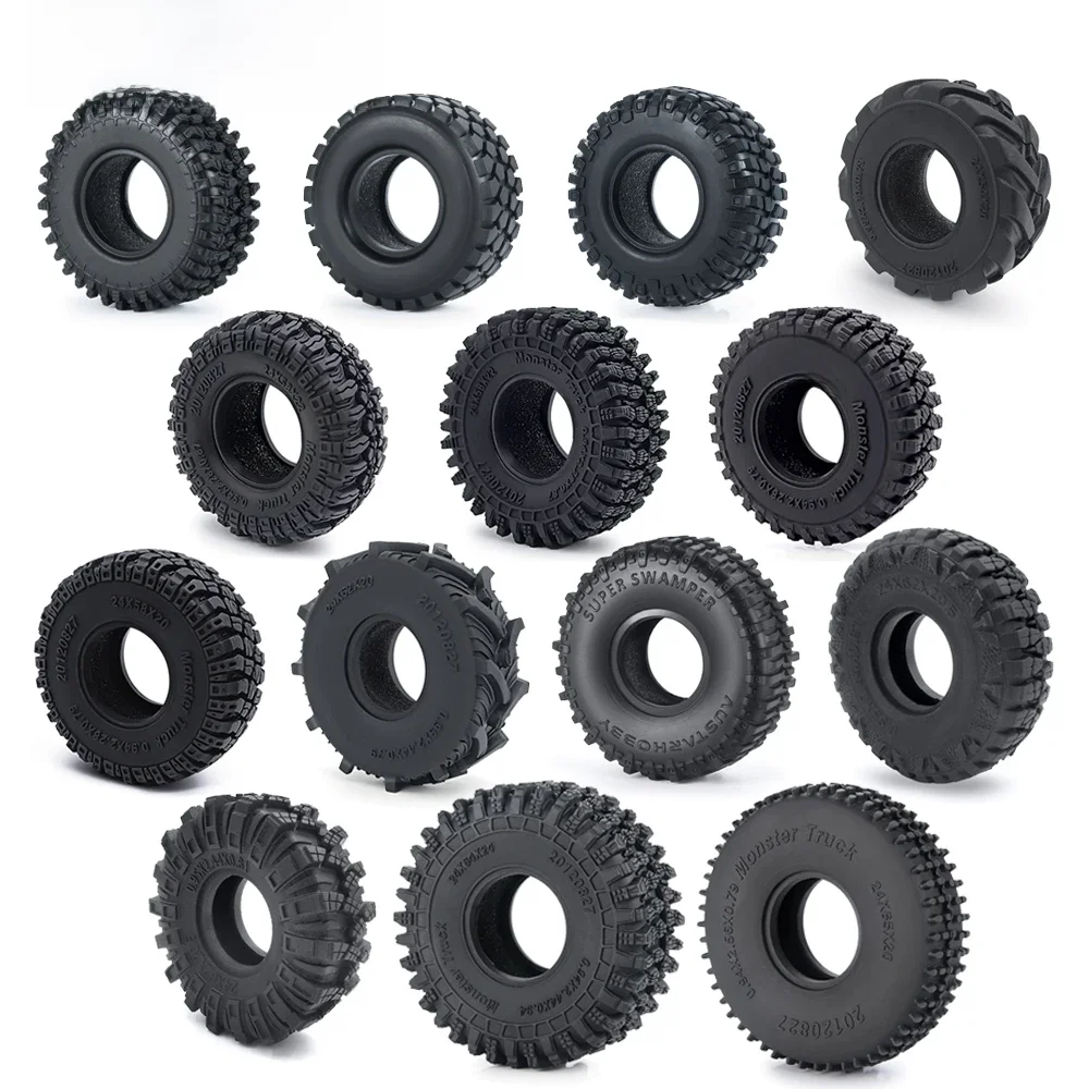 YEAHRUN 4 Stück 1,0 Zoll weiche Gummi-Radreifen 50/54/58/62/64/65 mm für TRX-4M 1/18 Axial SCX24 1/24 RC Crawler Car Upgrade-Teile