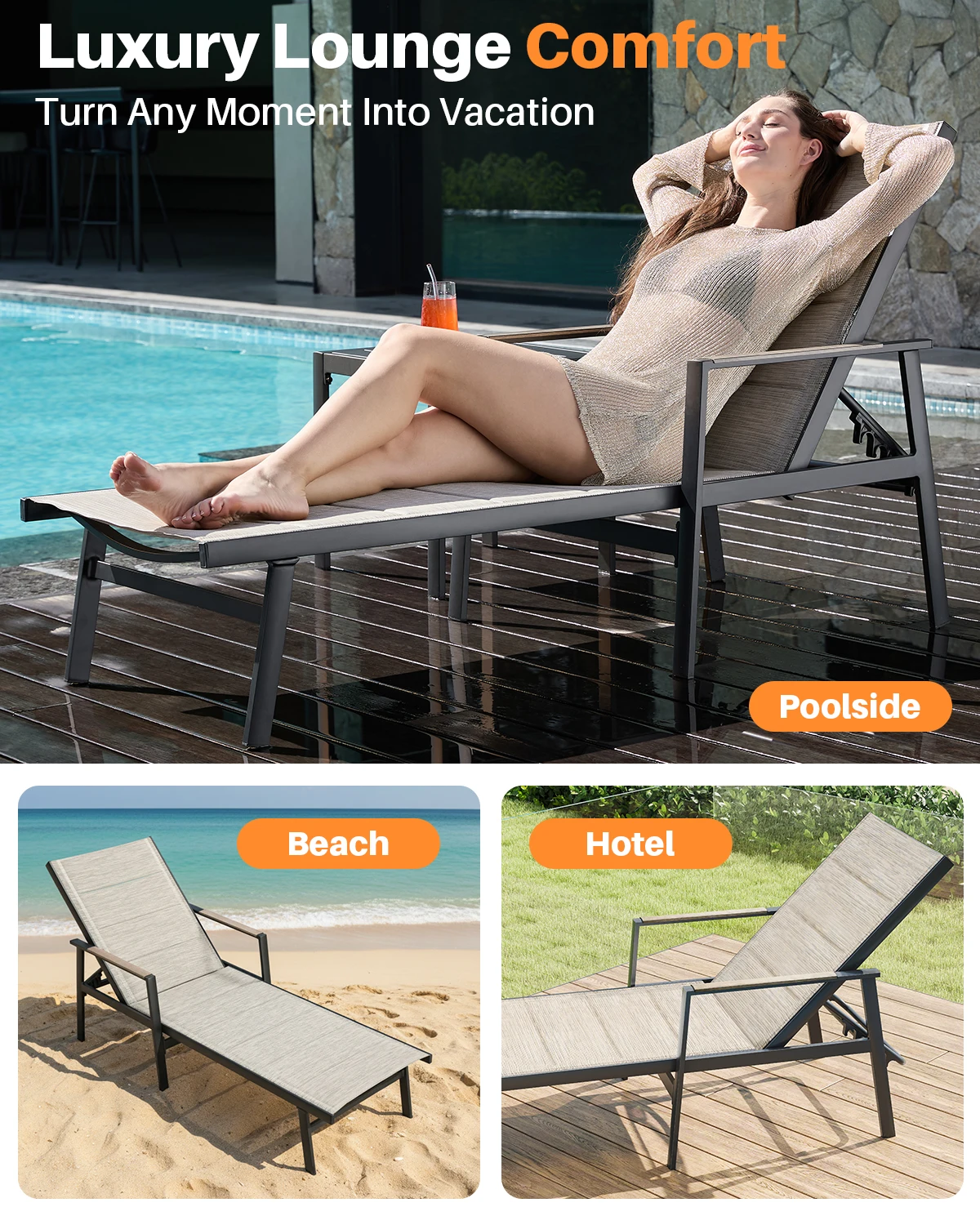 시힐 알루미늄 야외용 긴 의자, 6단계 조절 가능한 텍 - Deck Chair Lounger 리뷰 및 가격