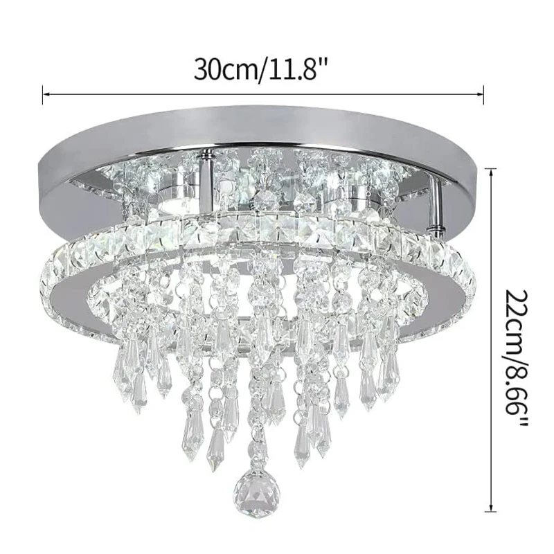 Round LED Ceiling Light 36W Crystal Modern Ceiling Lights Living Room Led Lamp Indoor Bedroom Bathroom Study Room Home Decor