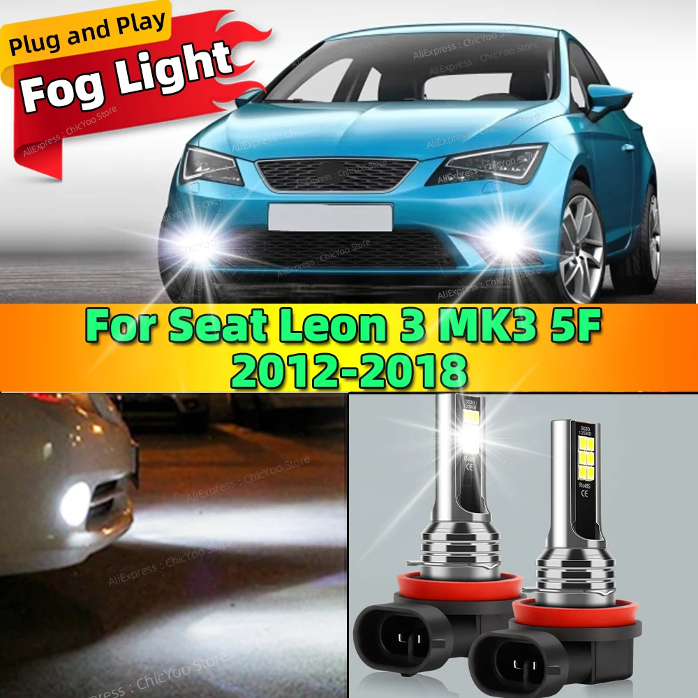 2Pcs 6000K Front Fog Light LED Bulb Accessories Car Lamp Canbus For Seat Leon 3 MK3 5F 2012 2013 2014 2015 2016 2017 2018