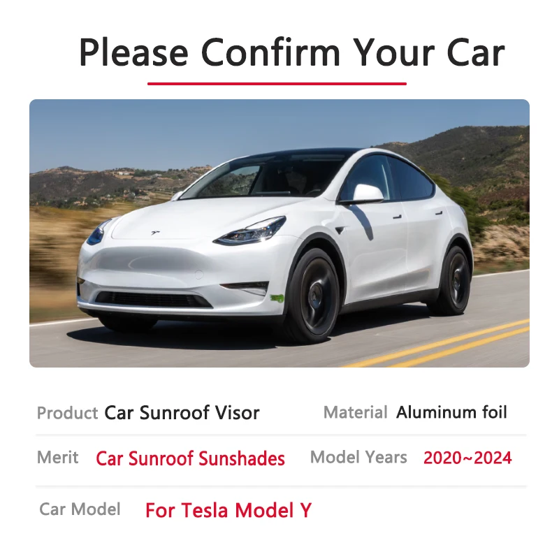 Per Tesla Model Y 2020 2021 2022 2023 2024 tetto apribile parasole tetto protezione solare isolamento termico tetto protezione solare copertura