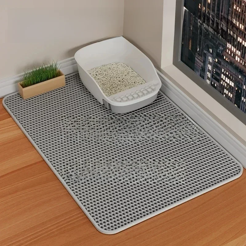 Impermeável Double Layer Pet Litter Mat, Cat Litter Box, Pet WC, Antiderrapante, Areia, Lavável,