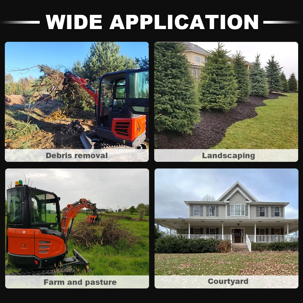 Acessório para ancinho de grama - adequado para escavadeiras pequenas, equipado com pinos livres, fácil de manusear para trabalhos de jardim e fazenda