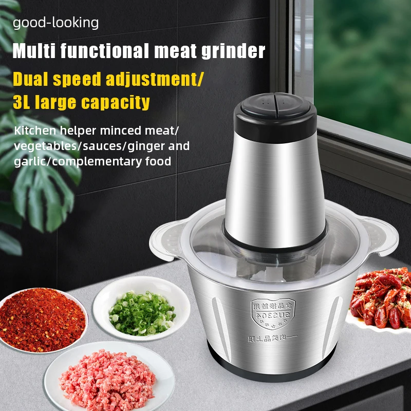 Electric Meat Grinders 3L Food Crusher 6S Stainless Steel Multifunctional Vegetable Slicer Processor Chopper Kitchen Appliances