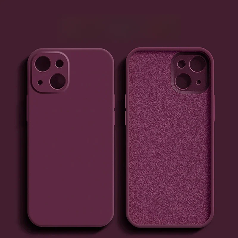 Coque d'origine en Silicone à bord droit pour iPhone 11 12 13 14 15 Pro XS Max XR X 8 7, housse Funda antichoc