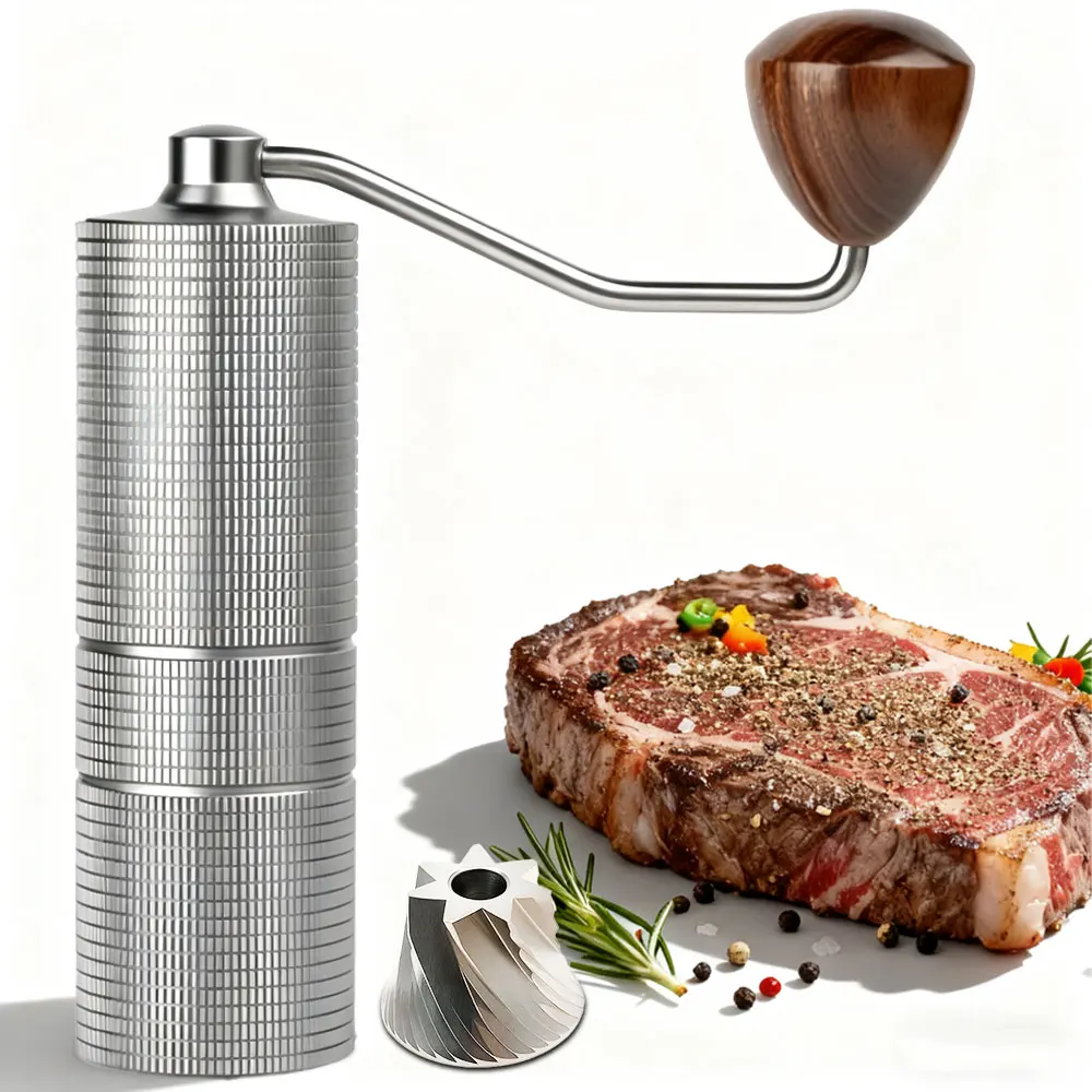 

Мельница для перца из нержавеющей стали, мельница для перца, ручная пушка для перца, регулируемая мельница для специй с чемоданом, подарок на Рождество