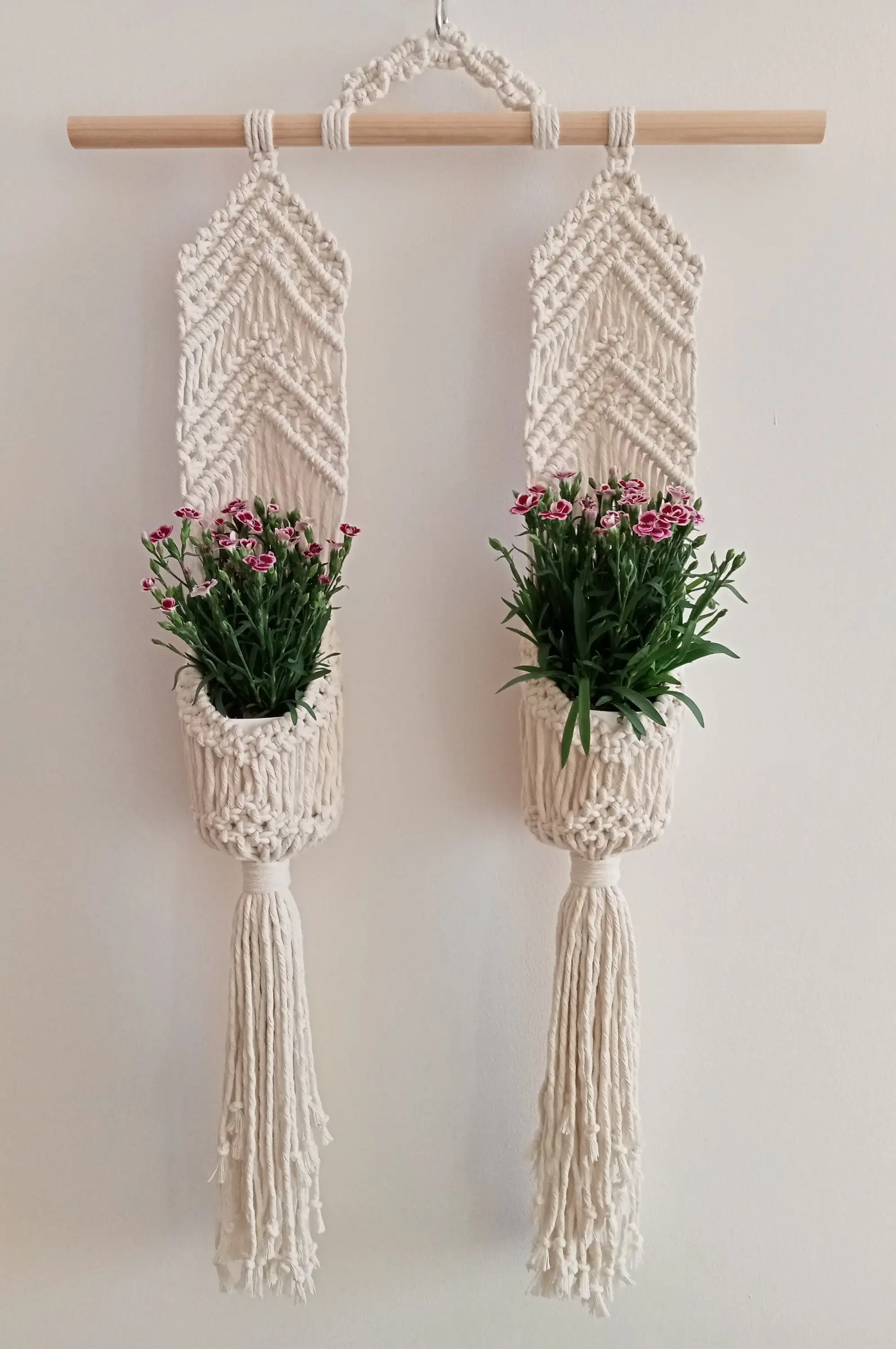 شماعات نباتات مكرمية يدوية الصنع ، سرير زهور مزدوج ، ديكور كبير ، شرفة ، شرفة ، منزل ، حديقة ، زهور ، مشغولات يدوية الصنع