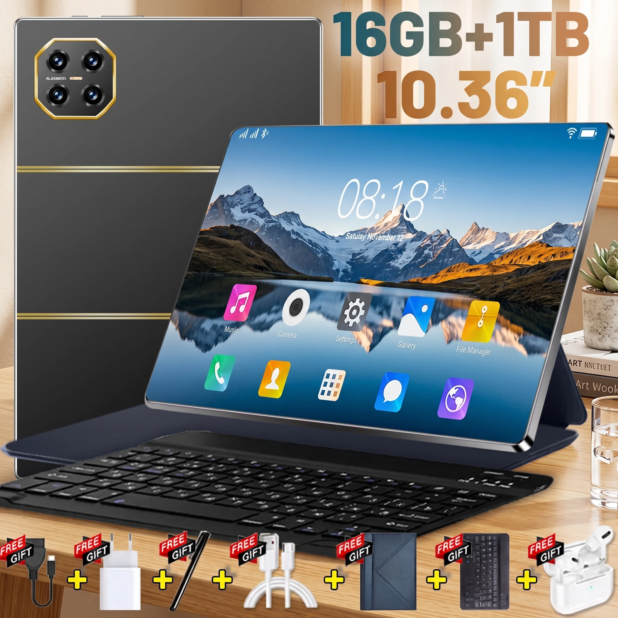 Tableta Android 13 2026 con Cámara de 16MP+32MP, 14 Núcleos, 5G, WiFi, Portátil, Batería de Gran Capacidad de 20000mAh, 16GB de RAM, 1TB de