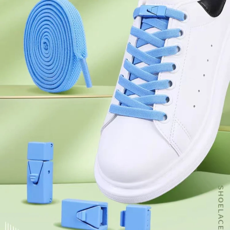 1 Paar 2025, ohne Krawatte, Schnürsenkel, Press-Lock-Einsatz, feste Schnürsenkel ohne Krawatten, elastische Schnürsenkel, Sneaker, für Kinder und Erwachsene, flacher Schnürsenkel