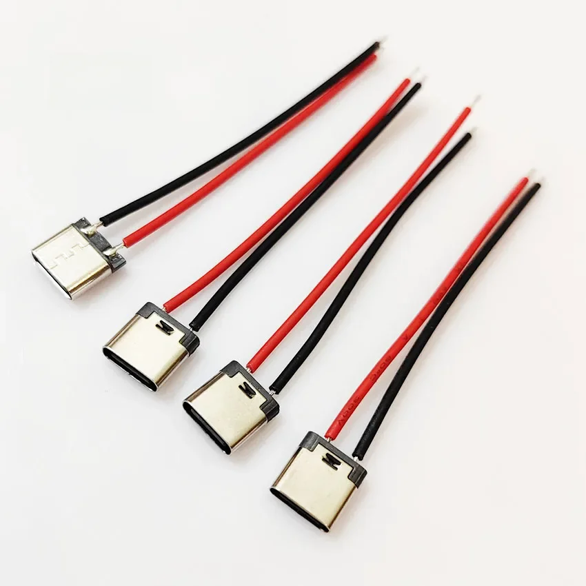 Port de prise USB C femelle étanche, Type C, 2 broches, avec trou de vis, Interface de Charge rapide, connecteur USB avec câble, 1 à 10 pièces