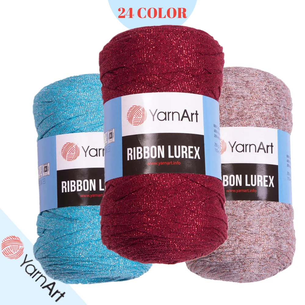 YarnArt Ribbon Lurex Cotton Hand Knitting Yarn - Basket - Mat - Cover - Cushion Cover - Bag - 110 meters (250gr)-