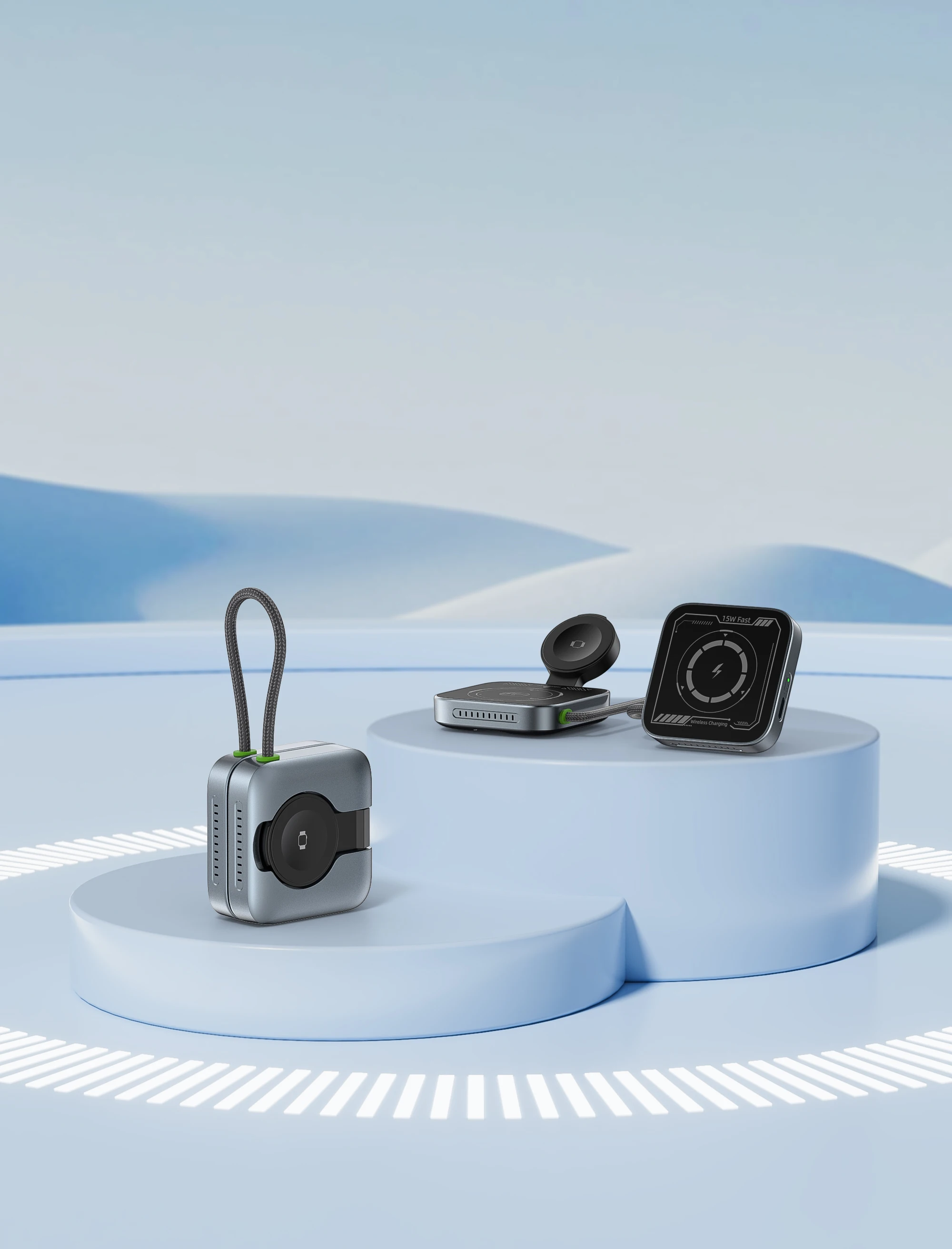 

ht-564 3-in-1 magnetic wireless charger simultaneously powers iPhone, iWatch, and AirPods