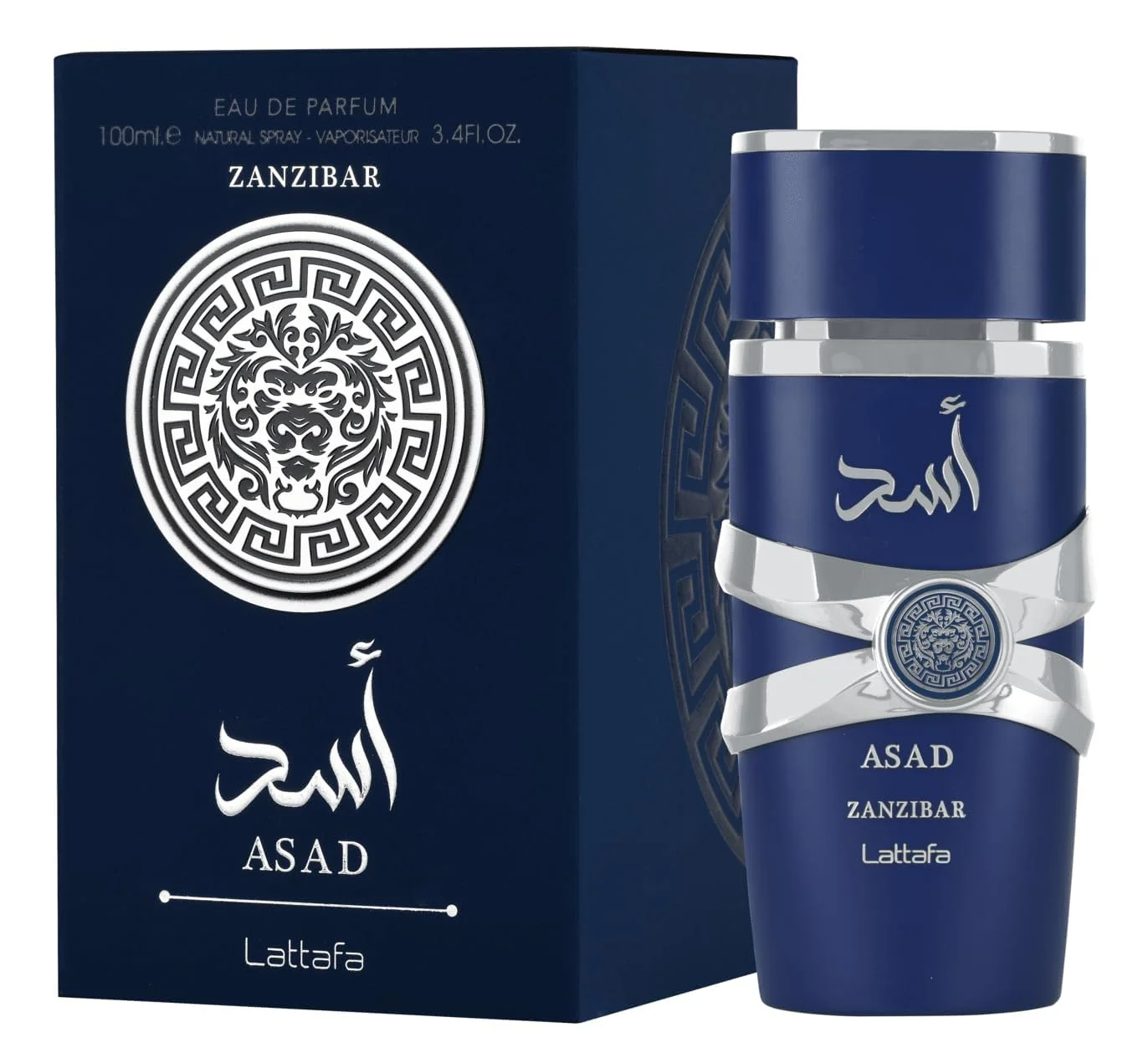 

Lattafa Asad Zanzibar - Fresco, picante, vainilla, coco - Eau de Parfum fragancia de larga duración para hombres, 3.40 onzas / 3