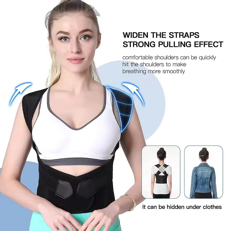 Adjustable Posture Corrector Back Support Belt Men Women Spine Alignment Lumbar Shoulder Brace Upper Back Pain Relief - view 6