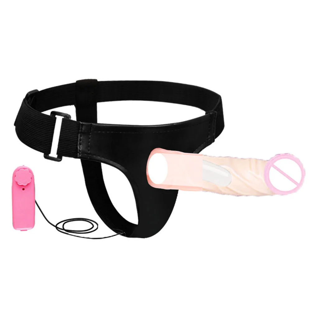 Extend Hollow Dildo Strap On Vibrating Anal Cock Ultra Elastic G-Spot Erection Assist Harness Penis Vibrator Dick Sex Toy