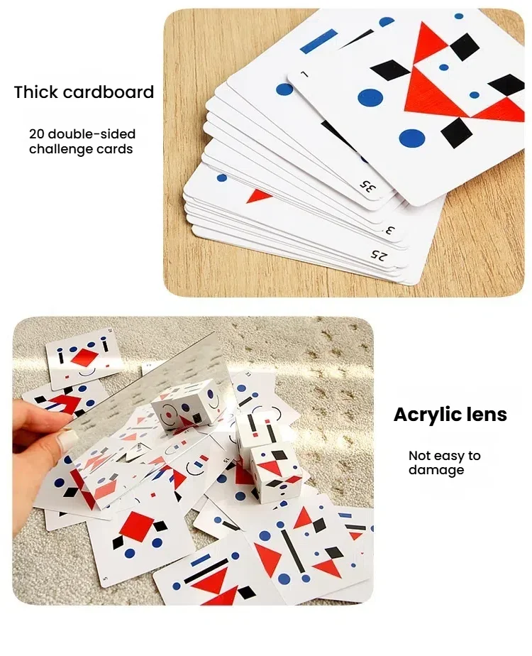 Montessori Spiegel Puzzle Spielzeug für Kinder Holz Frühe Pädagogische Spielzeug Logisches Denken Raum Training Gehirn Spiel Reise Spielzeug Geschenke – Detail 7