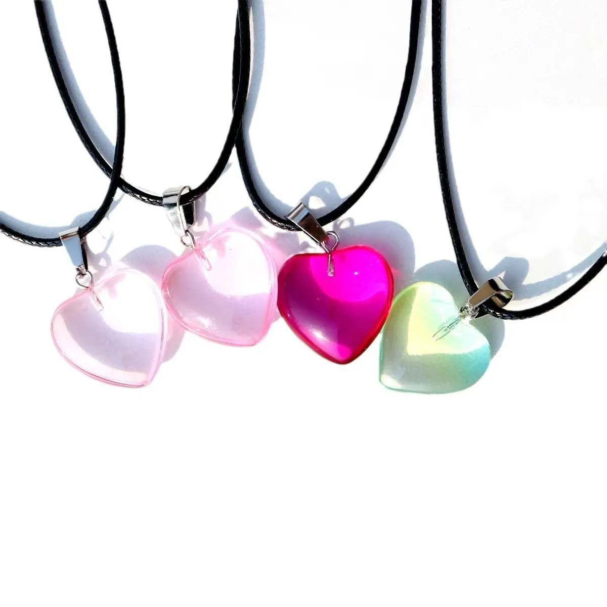 Vintage Fashion Leather Rope Heart Pendant Necklace For Women Men Antique Silver Color Jewelry Accessories Y2k Aesthetic image 3