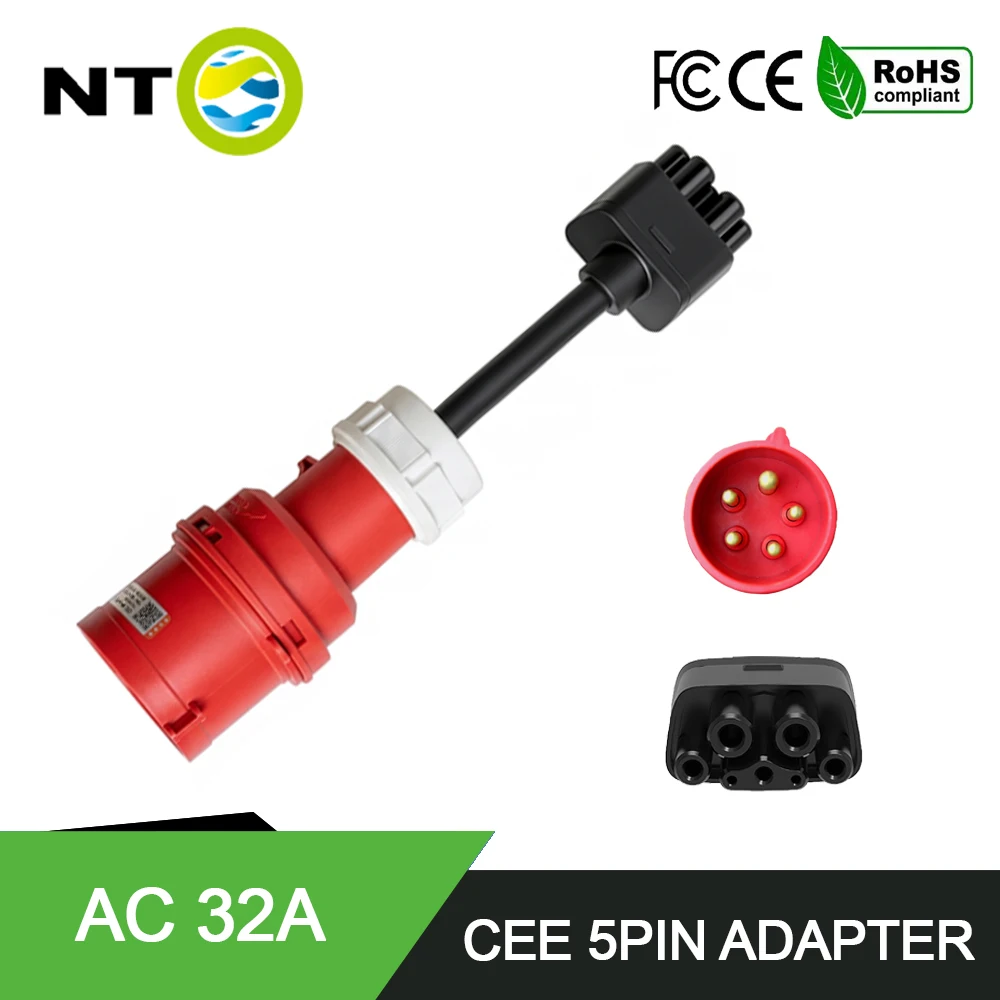 

Адаптер NTO 32A CEE 5Pin, совместимый с зарядными устройствами для электромобилей Tesla Model S, 3, X, Y Gen 2, универсальный мобильный коннектор для электромобилей