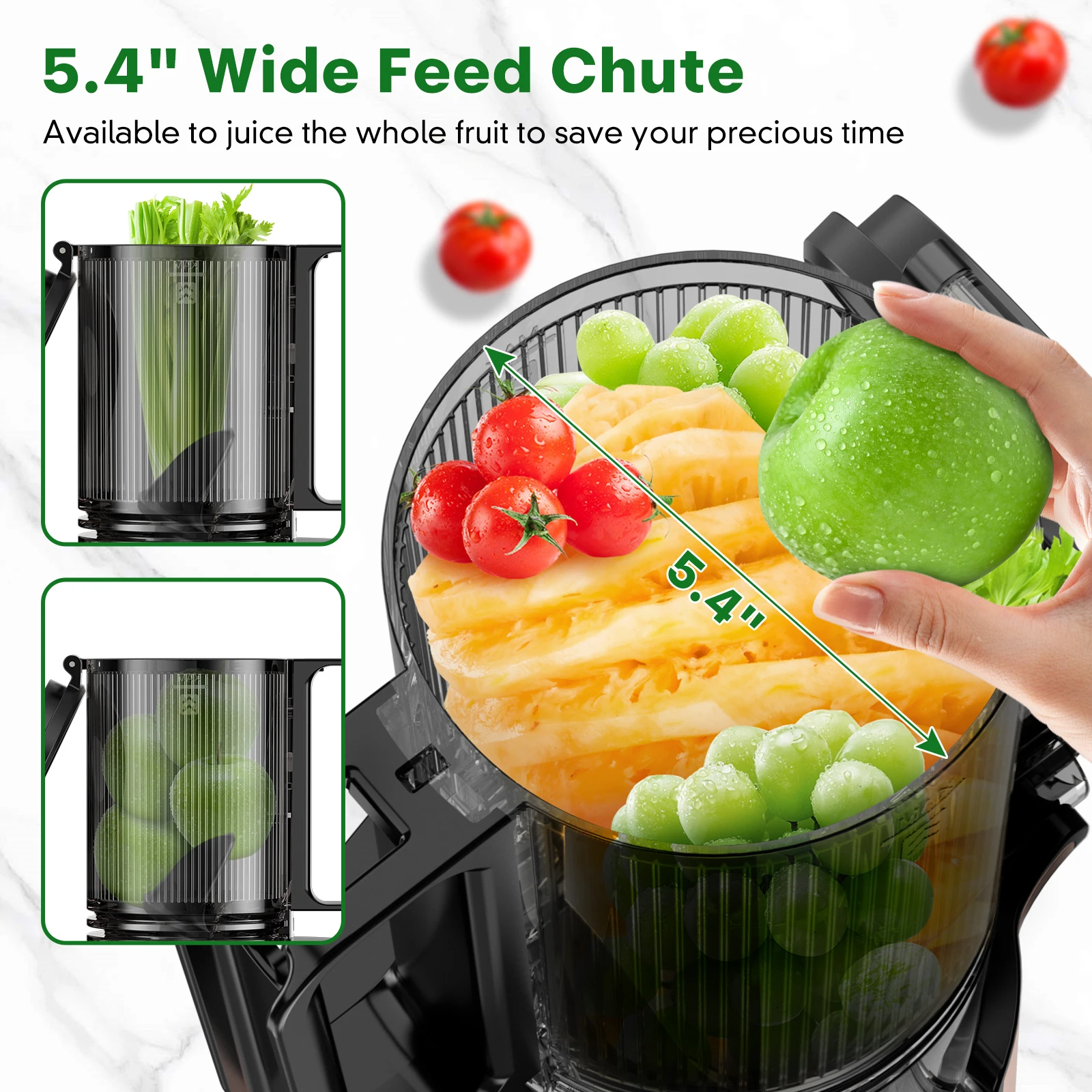 

Professional Slow Masticating Cold Press Juicer High Juice Yield Whole Fruit Vegetable Juicer