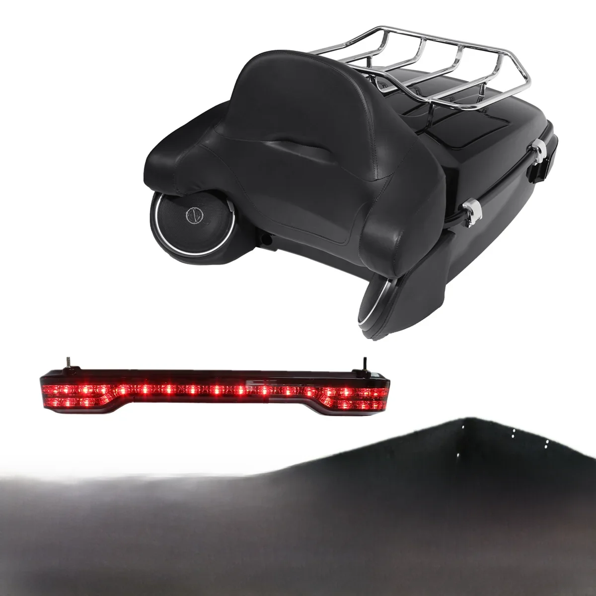 Bagażnik motocyklowy King z lampką, głośnikiem i podkładką do Harley Touring Trunk Road King Glide 2014-2025 — zdjęcie 2