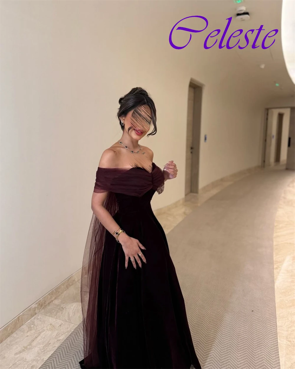 Customized Graceful Velour Strapless A-Line Evening Dress Graceful Off the Shoulder Prom Dresses Sexy Special Occasion Gowns