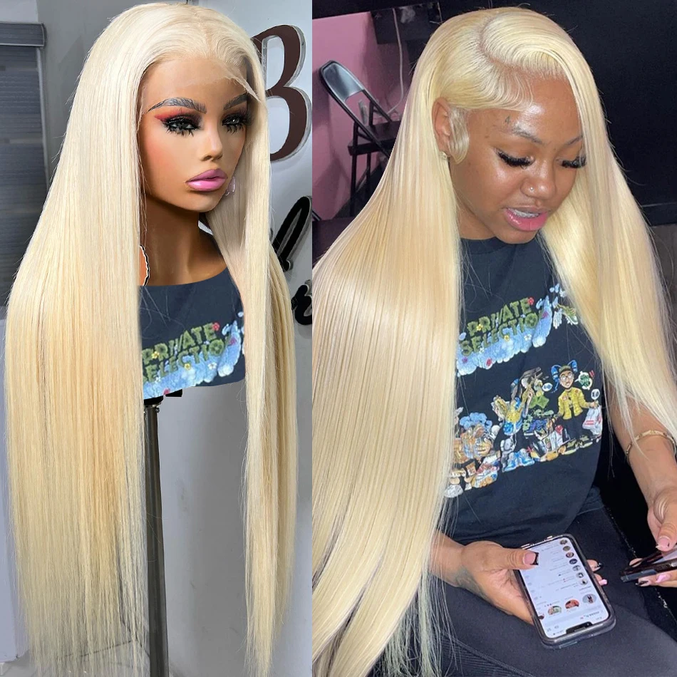 250_ 13x6 Bone Straight 613 HD Honey Blonde Lace Front Human Hair Wigs Brazilian 30 Inch 13x4 Color Lace Frontal Wigs For Women