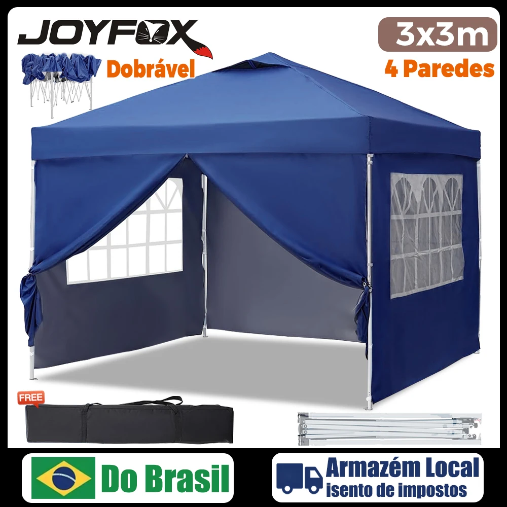 Joyfox Tenda Gazebo Sanfonada Dobrável 4 Paredes Lateral Camping Barraca Transform Para 5/6 Pessoas Ideal Para Camping, Viagens