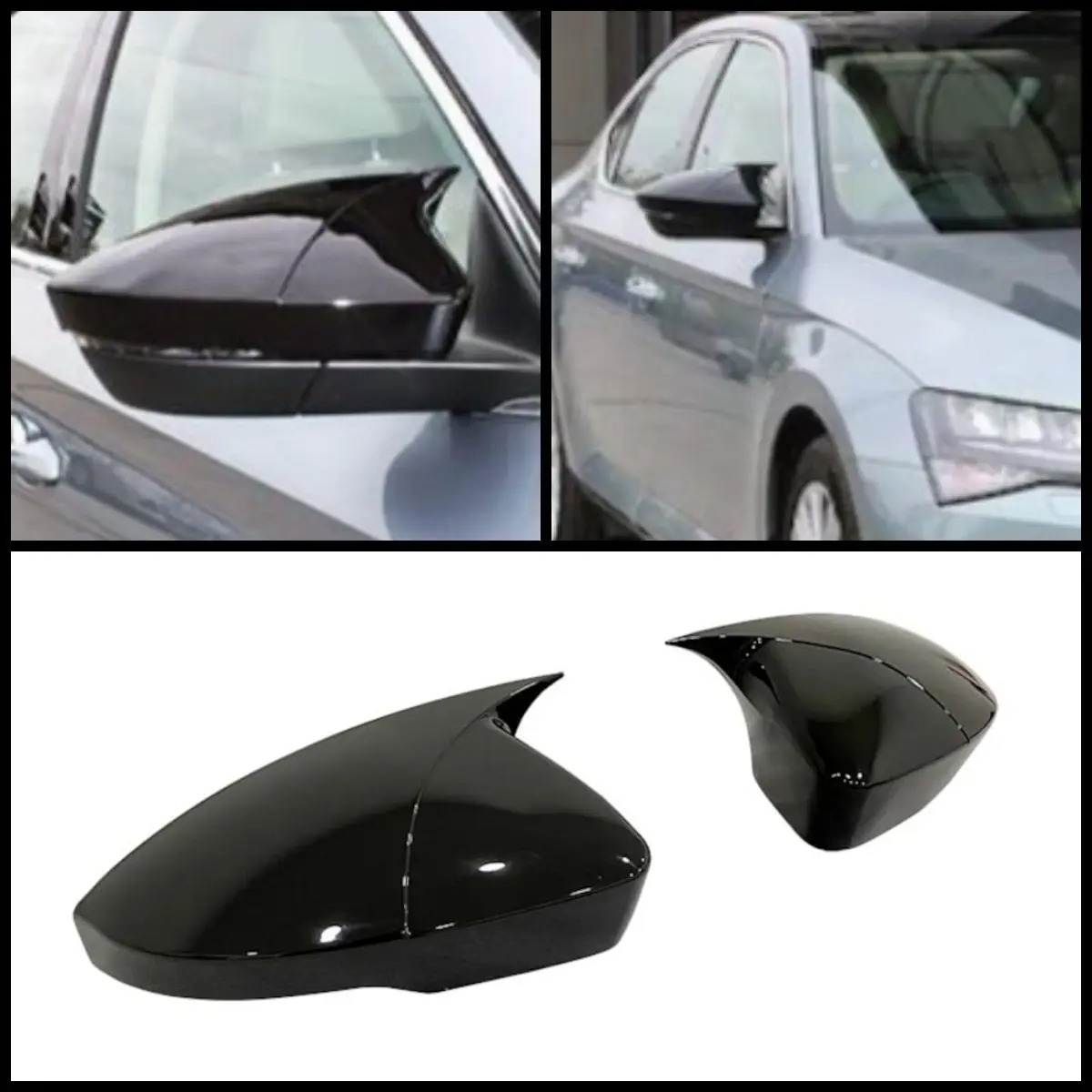 2 Pieces Rearview Mirror Cover Side Wing RearView Mirror Case Cover Glossy Black Car Shields Exterior For Skoda Superb 2015-2021