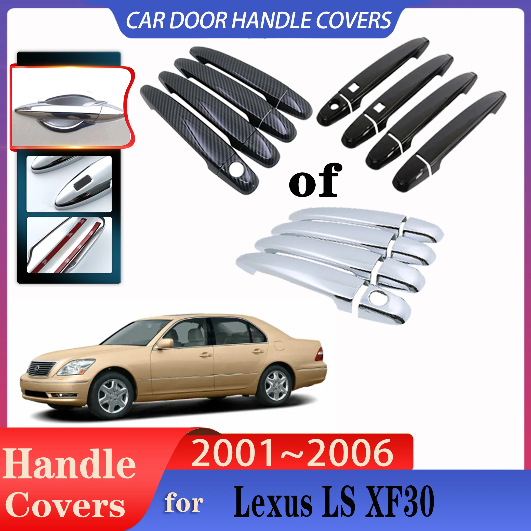 For Lexus LS 430 Celsior 2001 2002 2003 2004 2005 2006 Car Door Handles Covers Exterior Scratch Protective Rustproof Accessories