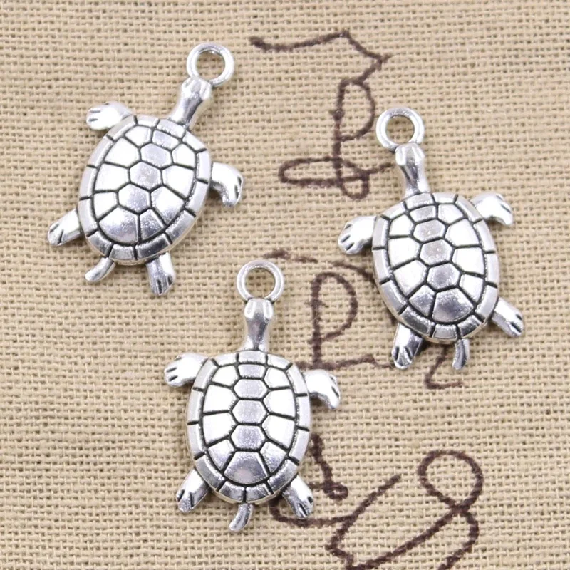 12 sztuk Charms żółw żółw morski 26x17mm antyczny brąz srebrny kolorowy platerowany zawieszki dokonywanie DIY ręcznie robione tybetańskie znalezienie biżuteria — zdjęcie 2