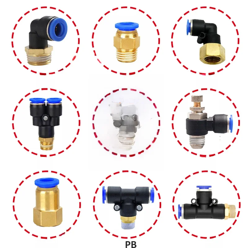 Raccord de tuyau pneumatique PC/PCF/PL/SL, Tube 4mm 6mm 8mm, filetage 1/8 "1/4" 1/2 ", connecteur de tuyau à raccord rapide pour trachée