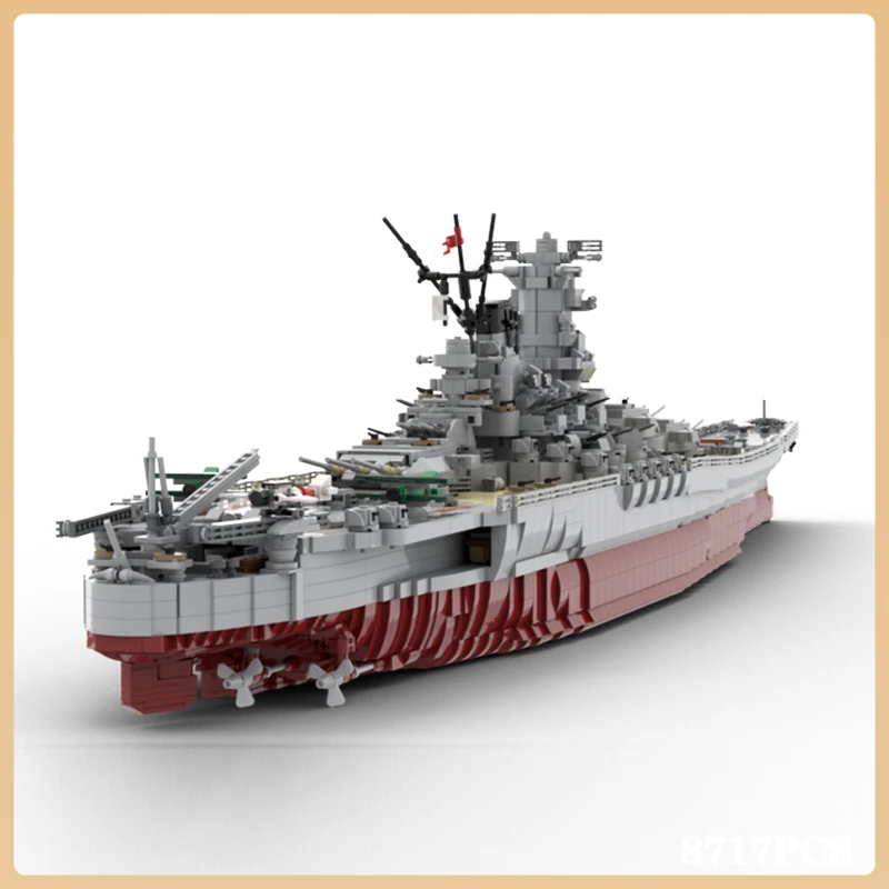 MOC WW II Military Weapons Naval Warship Battleship Yamato Building Blocks  Assembly Model Collection Bricks Toys Boys Gift