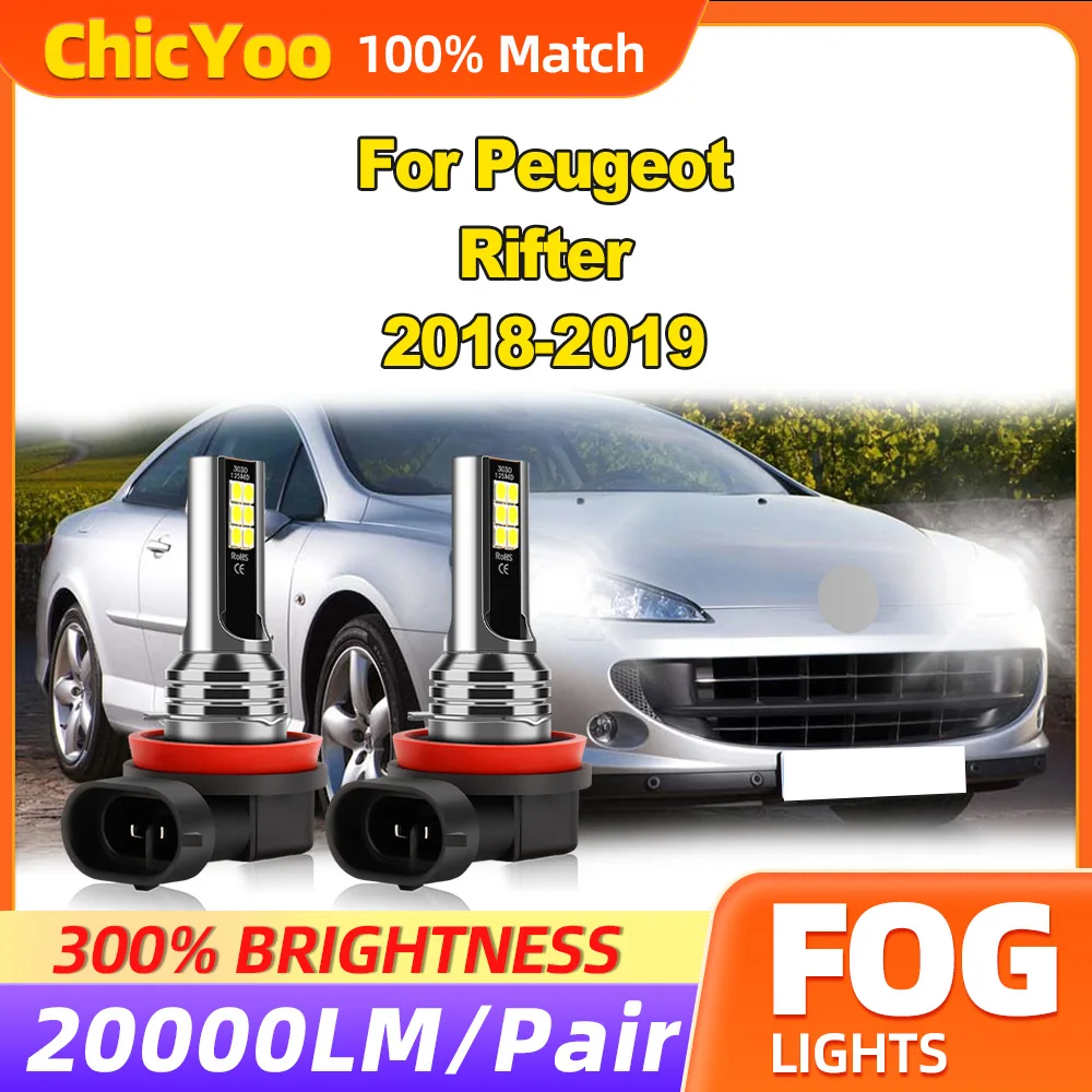 60W Canbus LED Fog Lights 20000LM H11 H8 H9 Fog Lamps 6000K White 12V Plug And Play For Peugeot Rifter 2018 2019