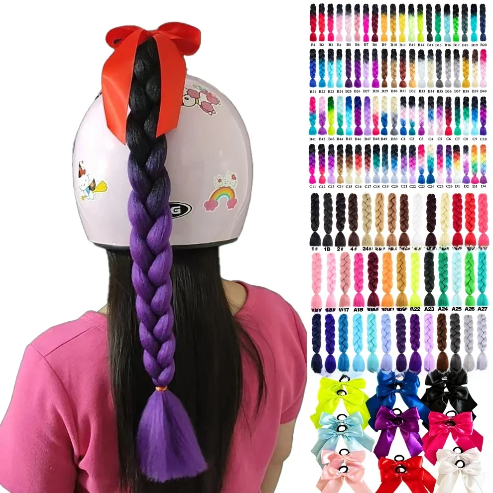 AliExpress NONE 24 inches High Quality Helmet Braids Jumbo Wigs Braids Hair Ponytail For Motorcycle Cycling Skiing Helmet Decor Woman Child Wigs