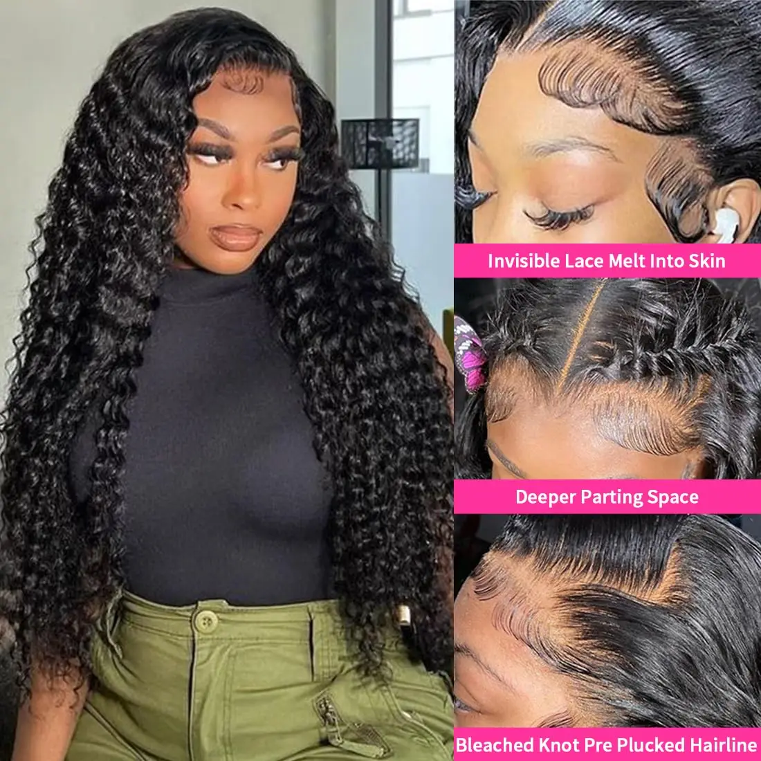 Curly Human Hair Wigs For Women Water Wave Lace Front Wig 13x4 13x6 Lace Deep Wave Frontal Wig Human Hair 38 Inch Loose Deep Wig