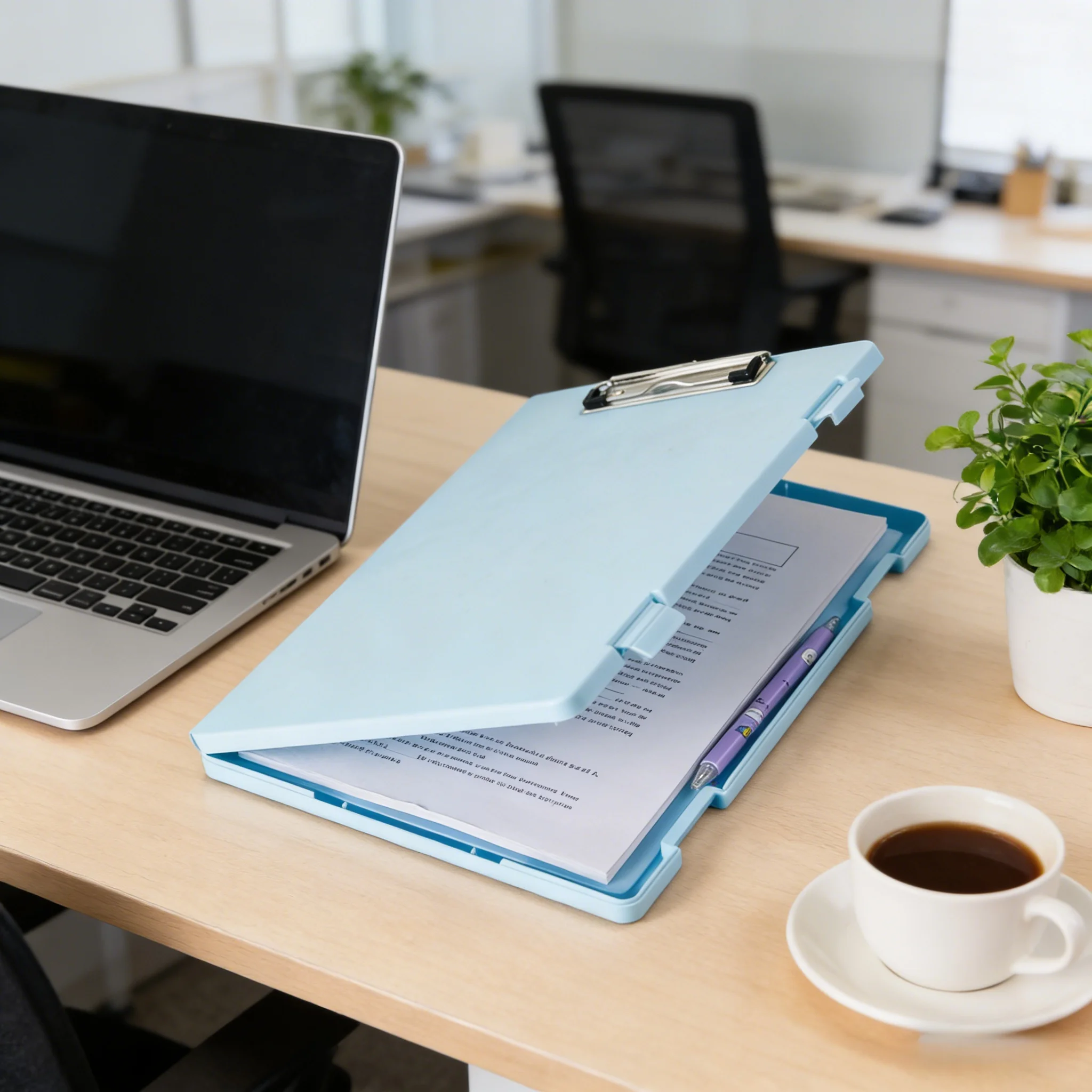 

Blue A4 Document Folder with Large Capacity: Portable Waterproof Organizer for Office, Study and Daily Storage.